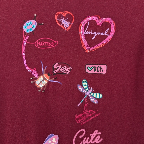 DESIGUAL Girls' Burgundy Long Sleeve Dress - Picture 6 of 7